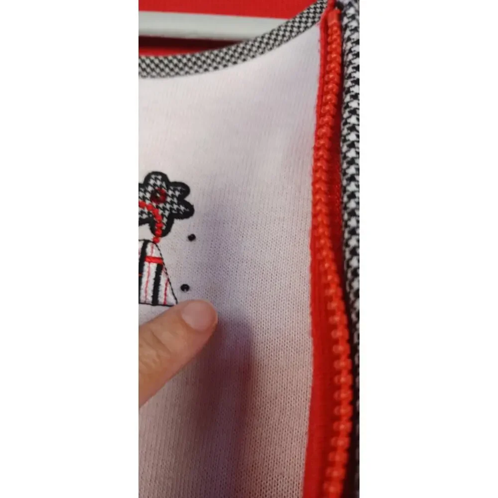 VTG Alfred Dunner Red Cardigan Medium Embroidered Shoe & Handbag Knit Cottage